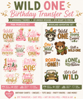 Wild One First Birthday Transfer Set -Jungle Animal First Birthday Shirt Iron-ons