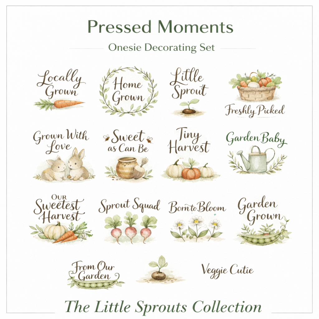 Little Sprouts Onesie Station Decorating Kit - Ready to Press 15 Transfers