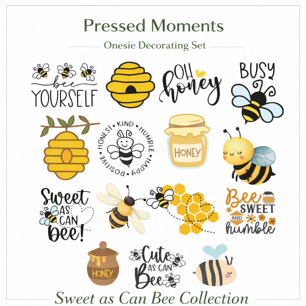 Sweet As Can Bee Baby Shower Onesie Decorating Station Set - Ready to Press Transfer Set