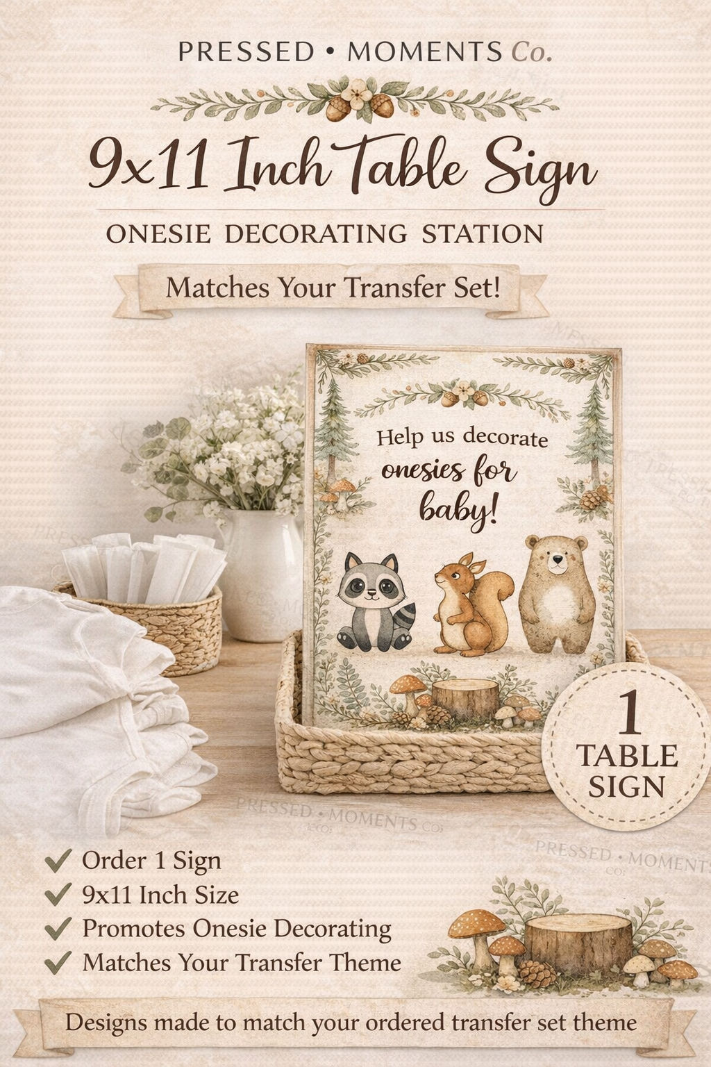 Keepsake Collection™ – Matching Onesie Station Table Sign 9x11 inches