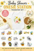 Bee & Honey Themed Baby Shower Onesie Station Transfer Set