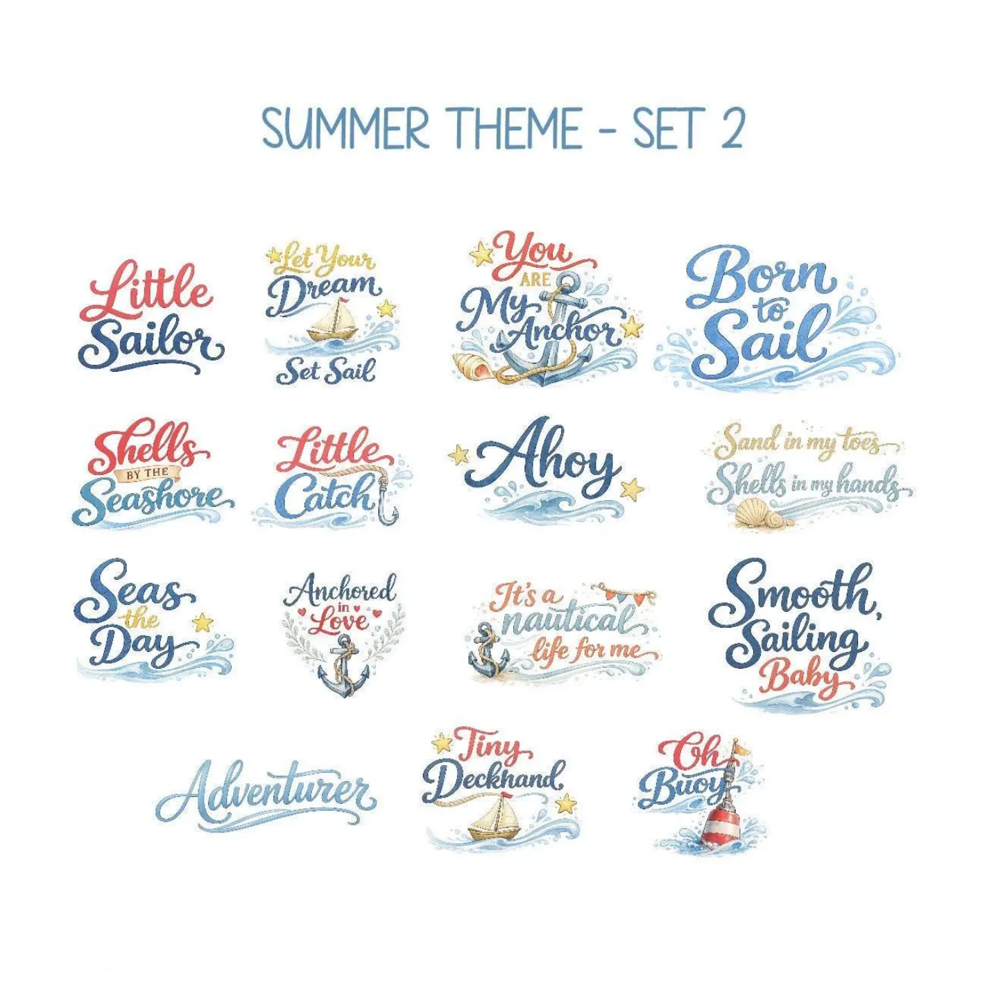 Nautical Baby Shower Onesie Station Kit -15 iron on transfers