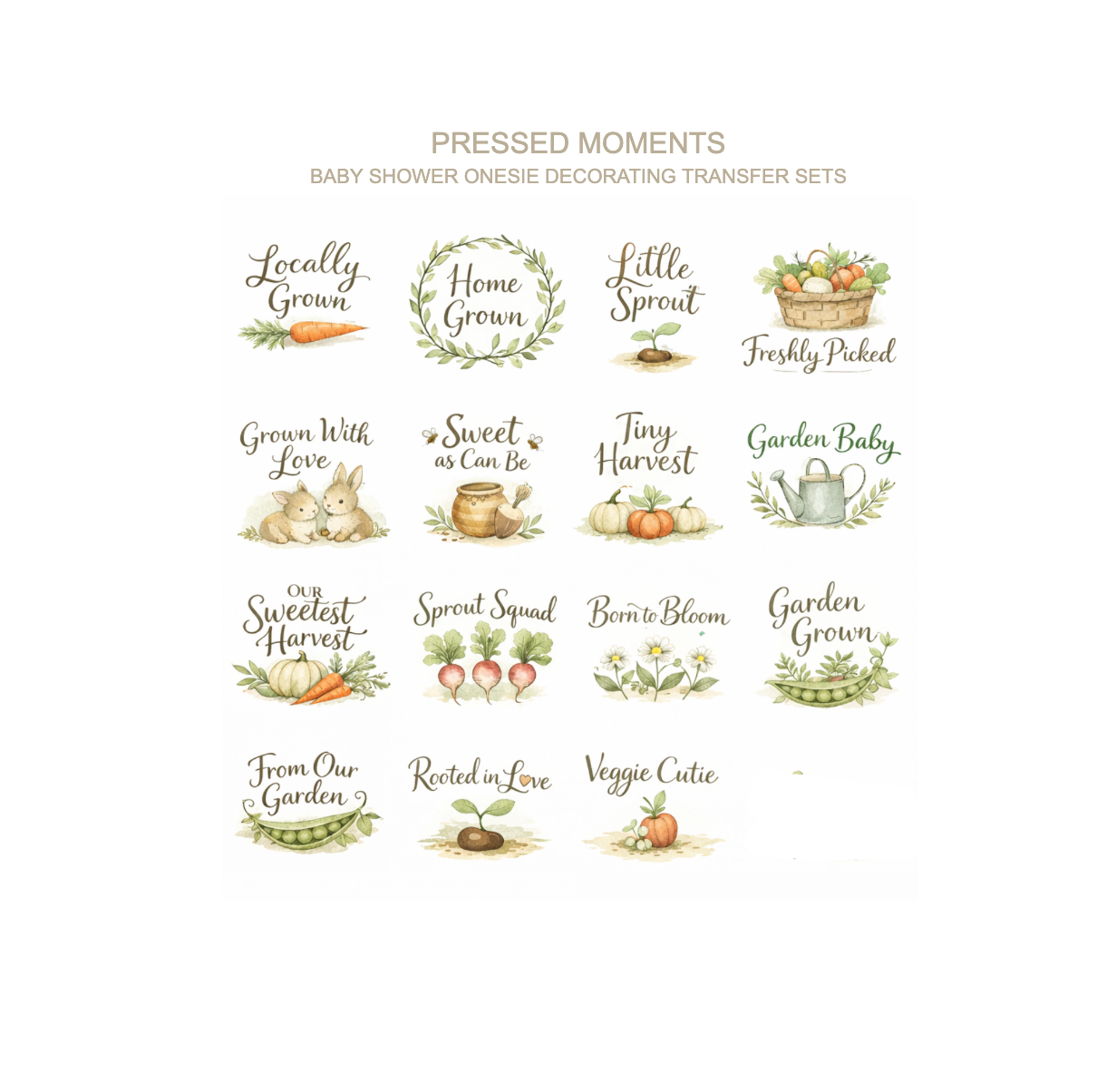 Little Sprouts Onesie Station Decorating Kit - Ready to Press 15 Transfers