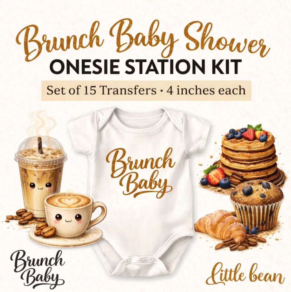 Brunch Baby Shower Onesie Station Transfers