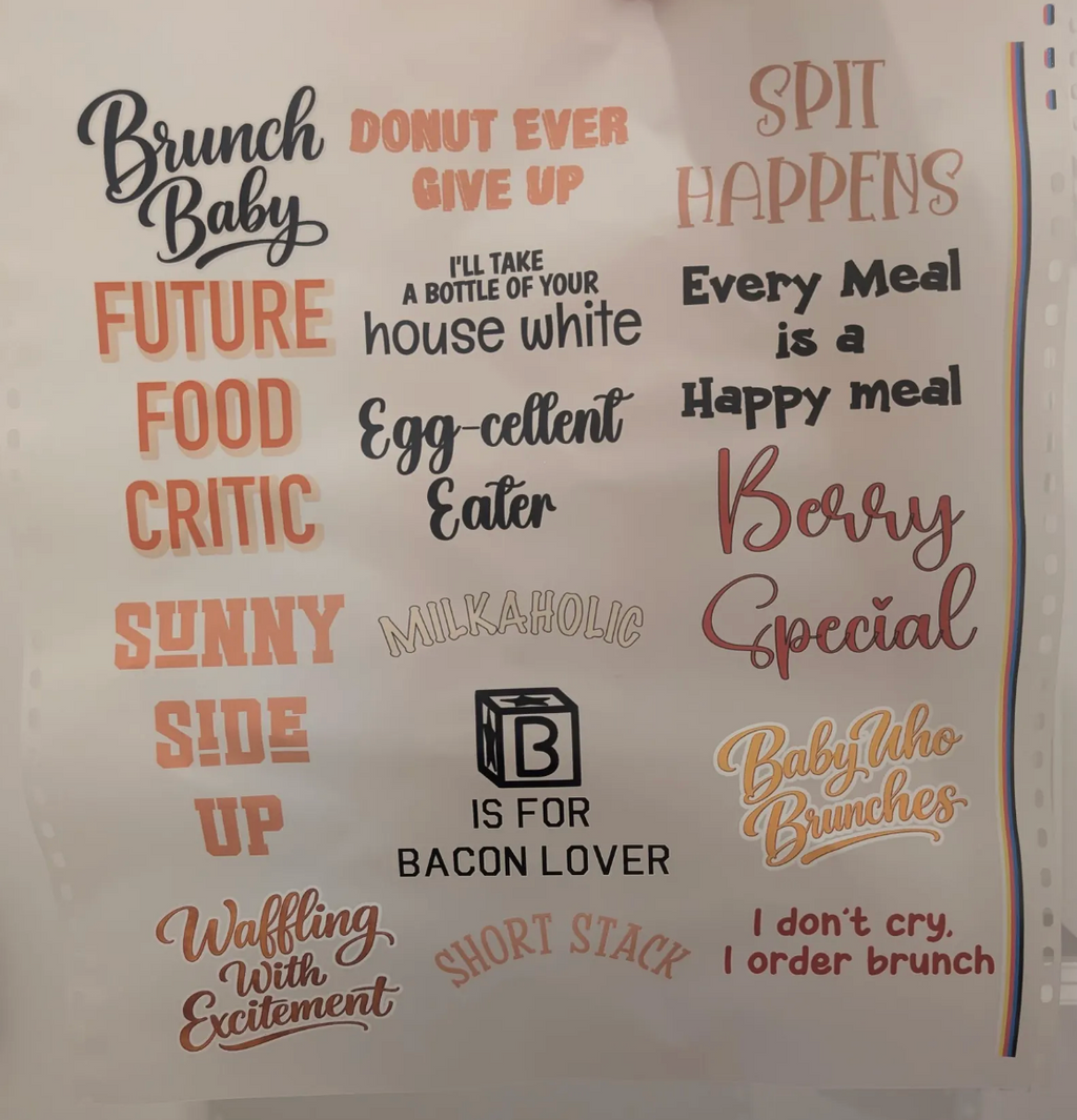 Brunch Baby Shower Onesie Station Transfers