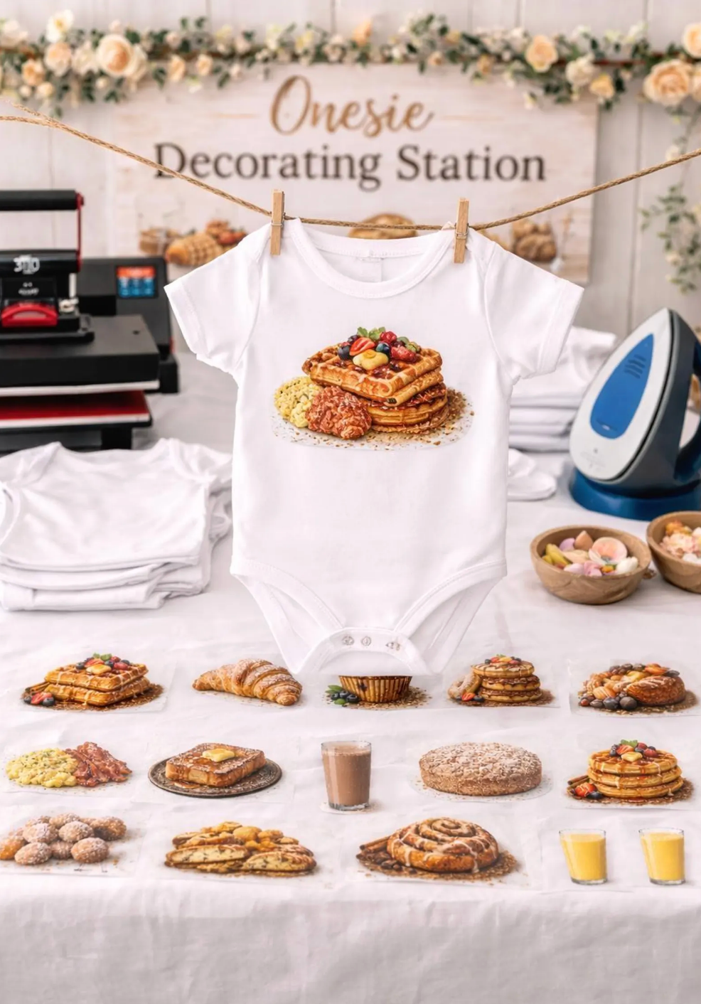 Brunch Baby Shower Onesie Station Transfers