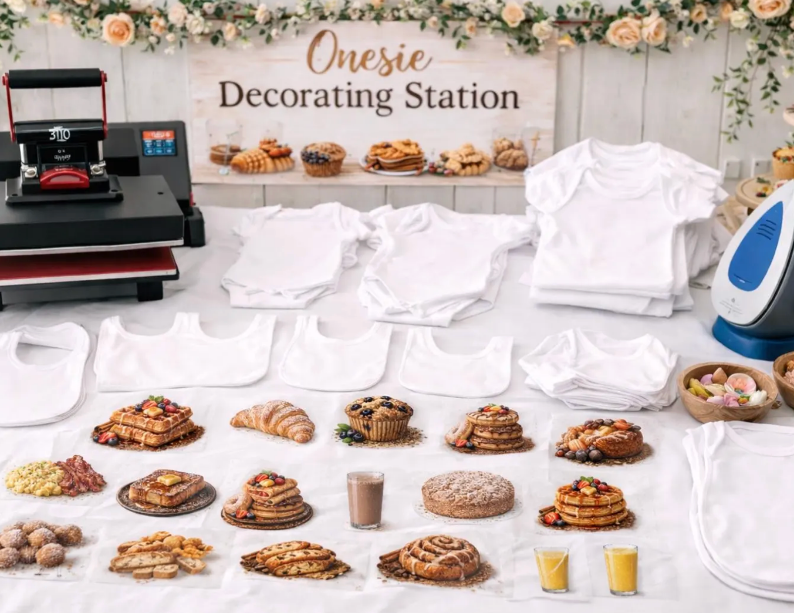 Brunch Baby Shower Onesie Station Transfers