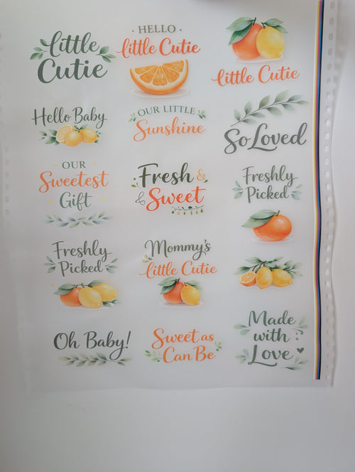 A Little Cutie Citrus Baby Shower Onesie Decorating Set